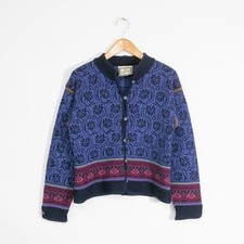 Vintage Dale of Norway Fair Isle Cardigan Sweater Womens Large Distressed Norway