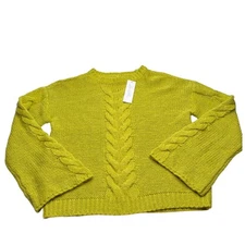 Love, Whit By Whitney Port Green Cable Knit Sweater Womens XS Fall Trendy