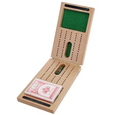 WE Games Solid Wood Travel Cribbage Set 15" Foldable Board Cards & Pegs