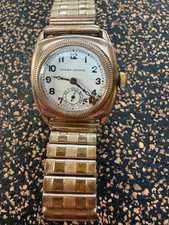 RARE 1925 ROLEX OYSTER 9K GOLD CUSHION MECHANICAL WATCH - NOT WORKING