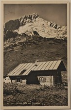 Hochalm am Fuße der Alpspitze RPPC 1931 Alpen Panorama Rudolphi gelaufen
