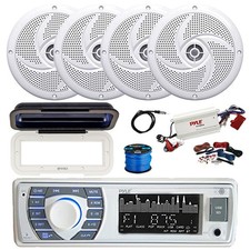 Pyle BT Marine MP3 Stereo Receiver, BT Amp, 4X 5.25" 180W Speakers w/Accessories