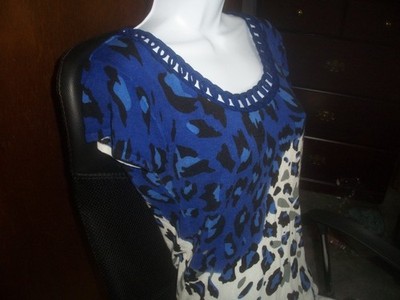 womens lightweight knit top.cap sleeve.leopard.size medium