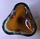 Vintage Murano Green Amber Bullicante Art Glass Ashtray 1960s Mid Century Bubble