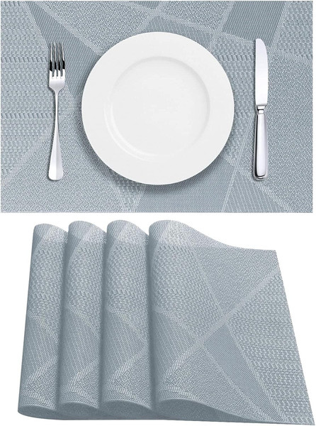 Tischsets Abwaschbar 4Er Set, Platzsets Abwaschbar Grau, Platzdeckchen Rechtecki-image