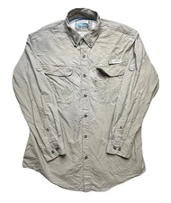 Magellan Outdoors Shirt Mens Large Tan Fish Gear Vented Long Sleeve Fishing