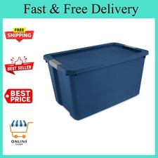 Extra Large Storage Bin, 34 Gallon Plastic Storage Container with Latch Lid,Blue