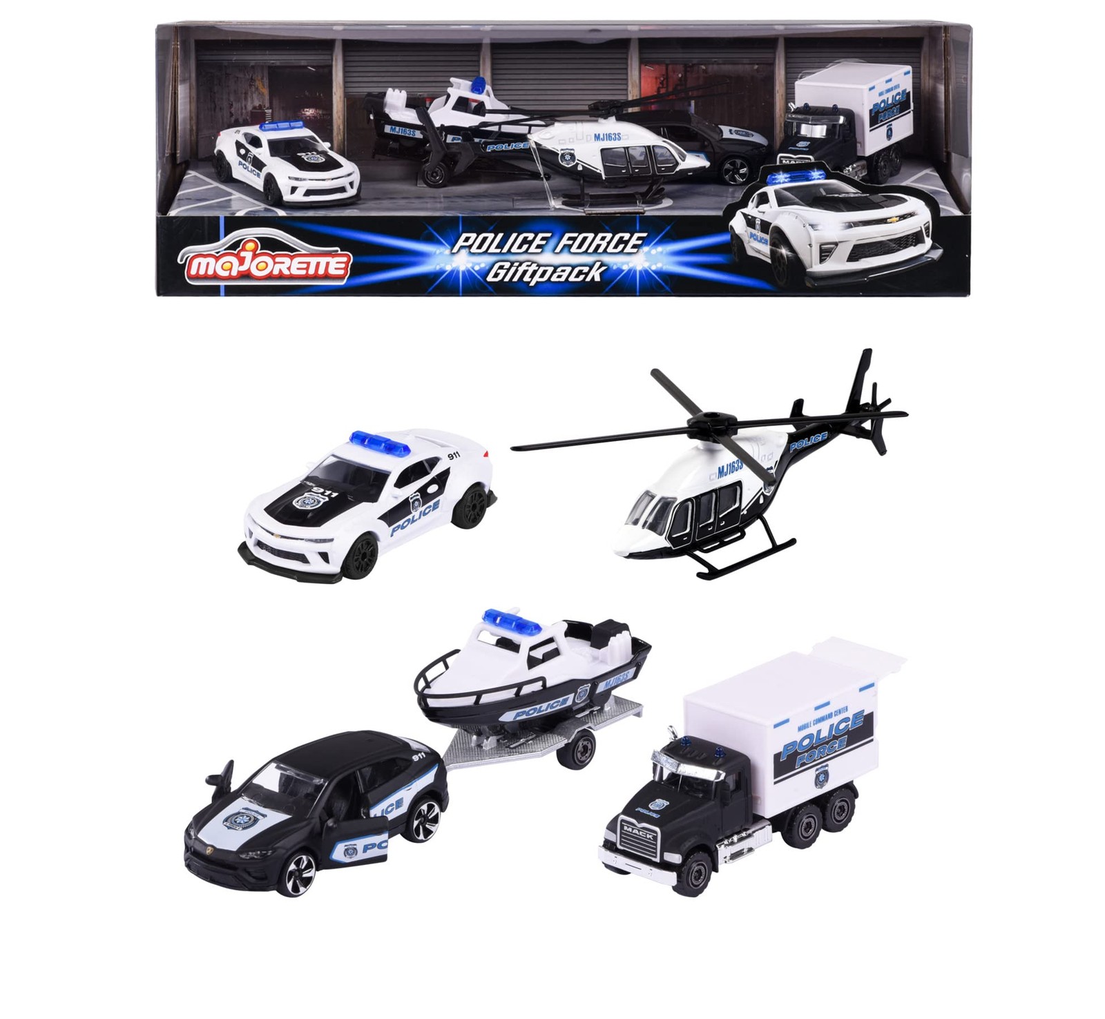 Подарочная коробка для автомобиля Porsche Police Force 4 Majorette 212053188 для детей и коллекционеров