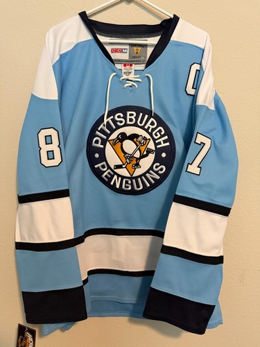 Sidney Crosby Pittsburgh Penguins Blue & White  Throwback CCM NHL Jersey Large