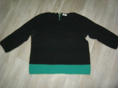 PROMOD * schicker Pulli 3/4-Arm BAUMWOLLE schwarz grün TASCHE * M / L * 40 / 42