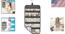 MISSLO Hanging Jewelry Organizer Travel Foldable Jewelry Roll Storage Case wi...