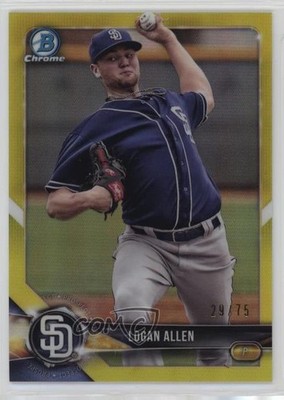 2018 Bowman Chrome Prospects Canary Yellow Refractor 29/75 Logan Allen 8az