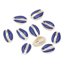 10 Pcs Blue, White Oval Seashells Beads Natural Cowrie Beach Shells
