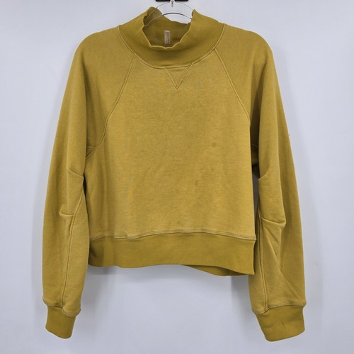 Free People Movement Good Times Sweatshirt Medium Yellow Crop Mock Neck