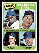 1965 TOPPS 533 D NAPOLEON/RON SWOBODA/J BETHKE/TUG MCGRAW METS RC SP G/VG CREASE