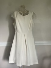 BCBG White Fit Flare Mini Dress NWT Lace Open Back Bridal Size 0