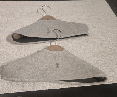 Brunello Cucinelli 14'' Luxury  Jacket Hangers w/ Gray Fabric Covers - Pair