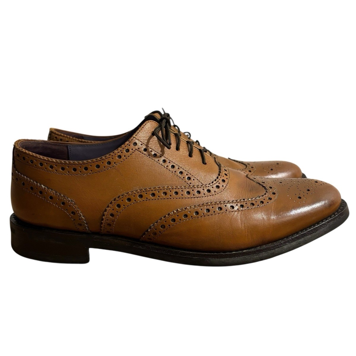 size 13 mens brown dress shoes Shoe Size 13 MEZLIN Brown Print Leather WEAVE Dress Shoes