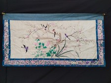 vintage Chinese embroiedry silk embroidered needlework panel textile A227