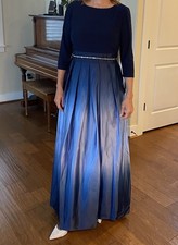 Floor Length Ombre Navy Blue Formal Dress Size 10 SLNY Worn Once Wedding Guest