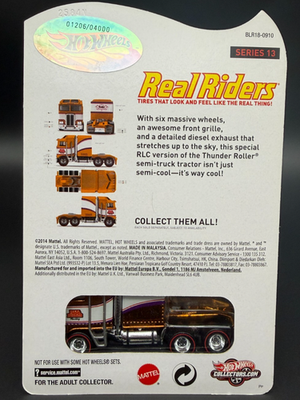 ミニカー Hot Wheels Thunder Roller Real Riders Hot Wheels Thunder Roller Gold RLC Red Line Club 