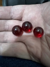 ruby red simi clear marble lot of 3