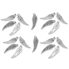 Small/Tiny Angel Wings Charms 95 Pack Silver Tone DIY Jewelry Making Supplies,
