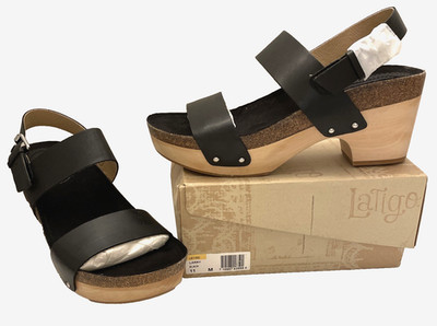 Latigo Womens Size 11 M Wood & Cork Platform Black Sandals Studded - New