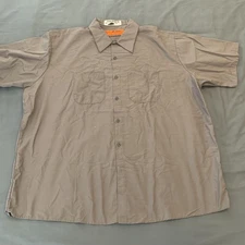 Red Kap Shirt Mens 3XL Button Down Short Sleeve Workwear Touchtex Poly Blend