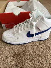 Nike Dunk Hi Retro Blue And White Men Size 9