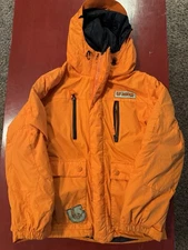 Burton Snowboard Ski Winter Jacket Lift Ticket Zipper Orange Vintage Youth Large