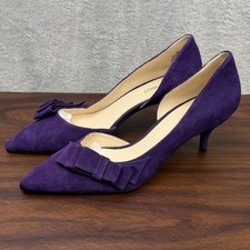 Nine West Shoes Size 9 M Womens Purple Suede D'Orsay Bow Kitten Heel Pump