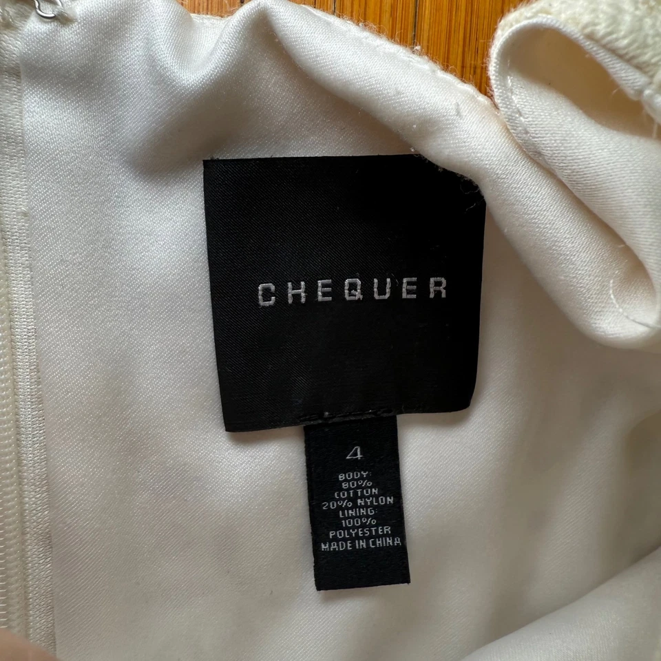 Vestido de encaje blanco a cuadros manga acampanada fiesta cóctel verano talla 4 Foto 2 de 4