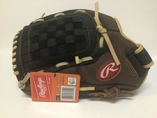 Rawlings RBG36BC LHT 12.5" Brown  Black Leather Zero Shock Baseball Glove Lefty