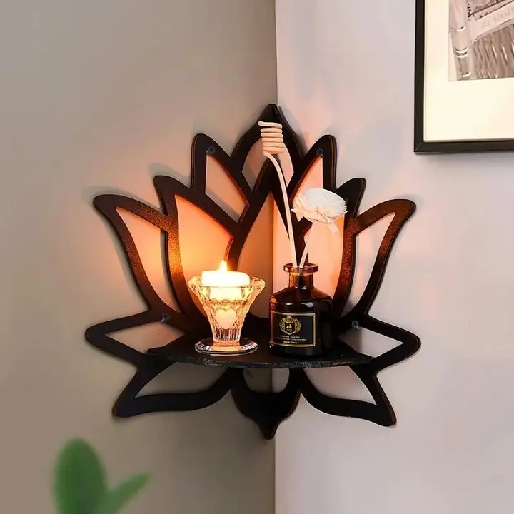 Wooden Lotus Hollow Decorative Rack Aromatherapy Organiser E