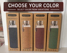 Black Blum Glass Water Bottle 20oz 600ml   Choose Color   1 Bottle - NEW