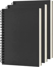 Blank Spiral Notebook, 3-Pack, Soft Cover, Sketch Book, 100 Pages / 50 Sheets, 7