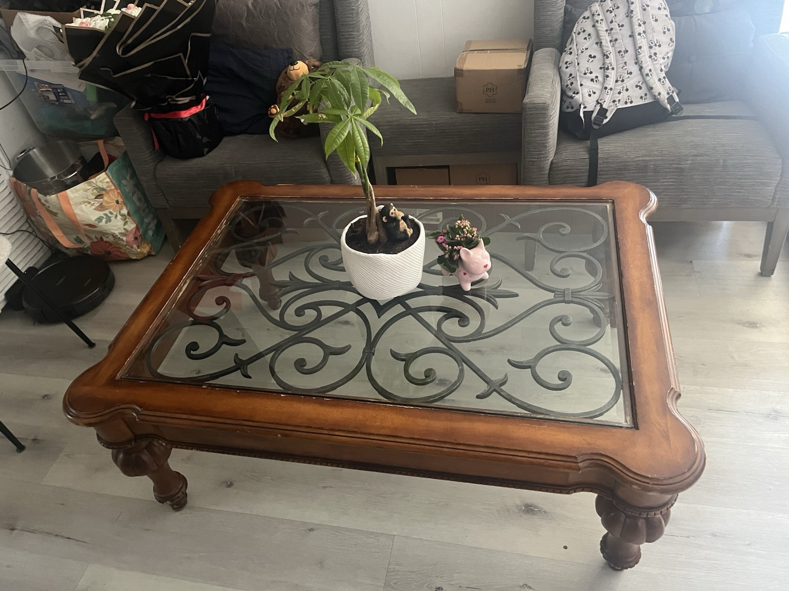 Ethan Allen Tuscany Coffee Table Devereaux Iron Grille Beveled #32