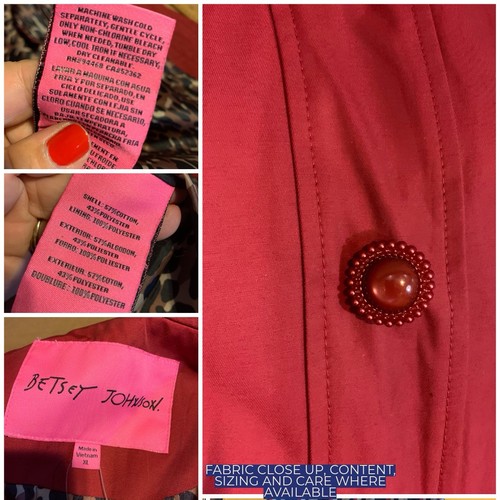 BETSEY JOHNSON RED SNAP BUTTON BELTED CAPE JACKET SIZE XL - Picture 12 of 13