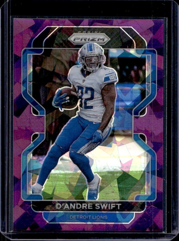 2021 Panini Prizm D'Andre Swift Purple Ice #/225 Lions
