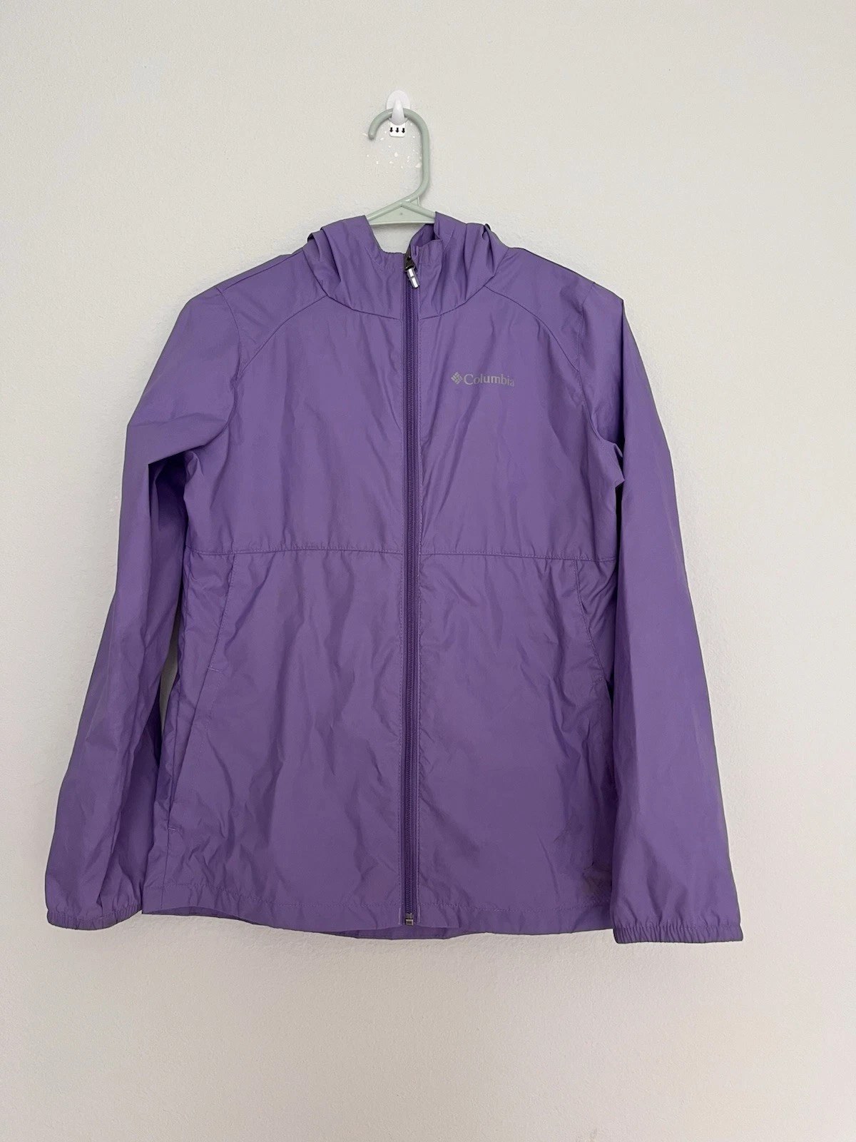 Colombia Rain Jacket Youth Size Large Purple Rain Coat Full Zip