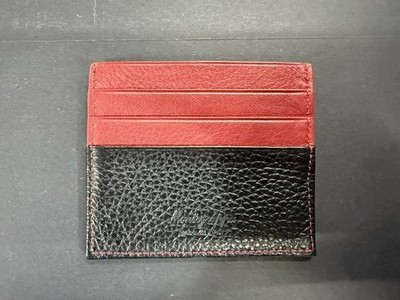 Montegrappa Leather Card Holder Black Red Made in Italy Slim Wallet