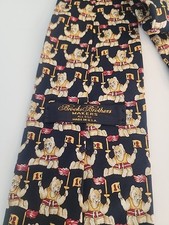Vintage Preppy Neck Tie Brooks Brothers Makers Bear Print Navy 100 Silk USA