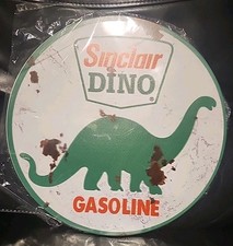 Sinclair Dino Sign Motor Oil Gasoline Round Metal Tin Vintage Style Garage 12''.