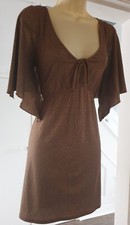 Next Lurex Metallic Bronze Keyhole Flutter Sleeves Kaftan Holiday Beach Dress 10