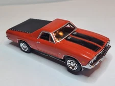 EL CAMINO SS RED BLACK STRIPES  T-Jet HO Slot,ULTRA G CHASSIS CHROME RIMS,