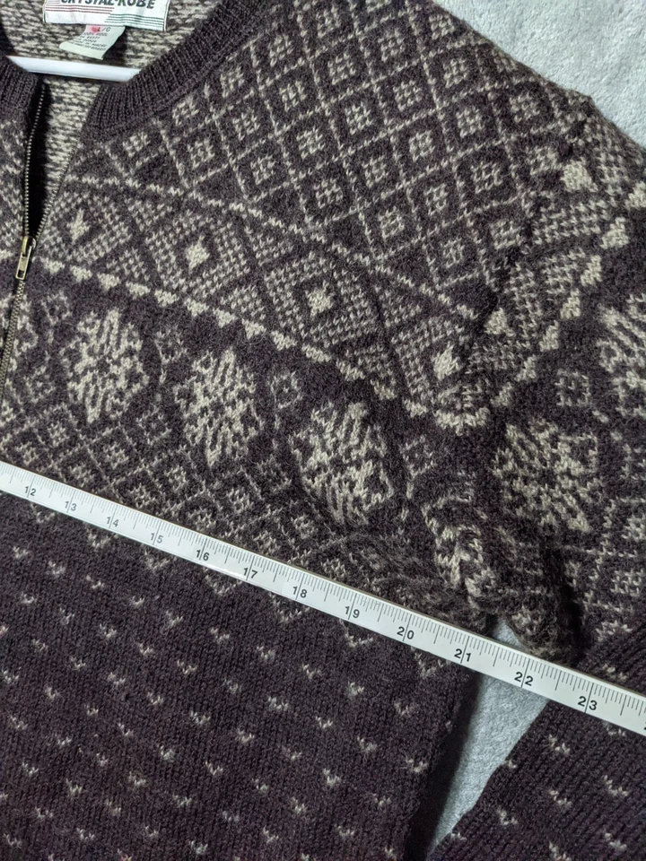 Винтажный CRYSTAL-KOBE свитер L (12-14) 100% шерсти женщин Henley Knitwear пуловер осени  - Изображение 3 из 4