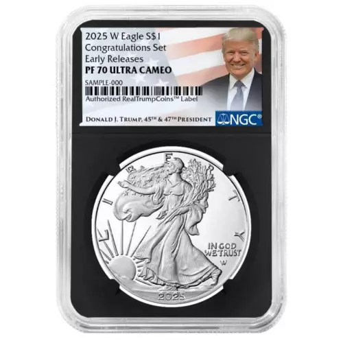 2025-W Proof $1 American Silver Eagle Congratulations Set NGC PF70UC ER Trump...