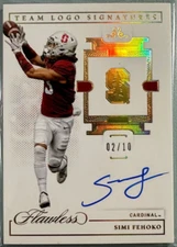 SIMI FEHOKO 2021 Panini Flawless Team Logo Signatures Gold Autograph RC 02/10