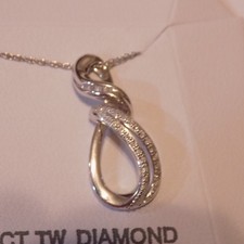 Sterling Silver Necklace And 1/10 CT TW Diamond Infinity Pendant NEW 124.98